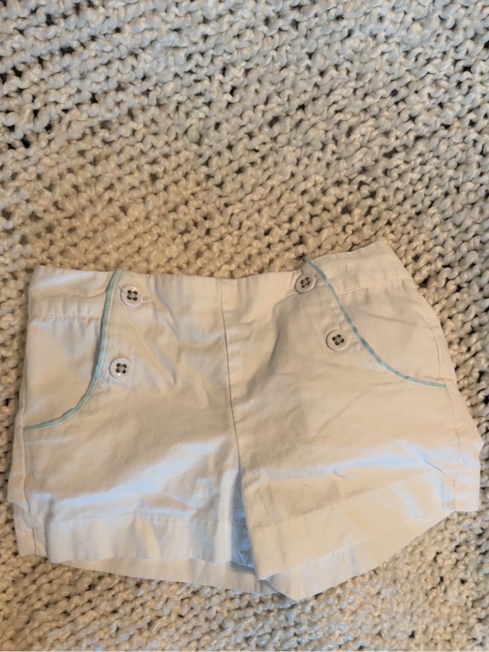 Janie and Jack White Girls' Shorts with Blue Trim